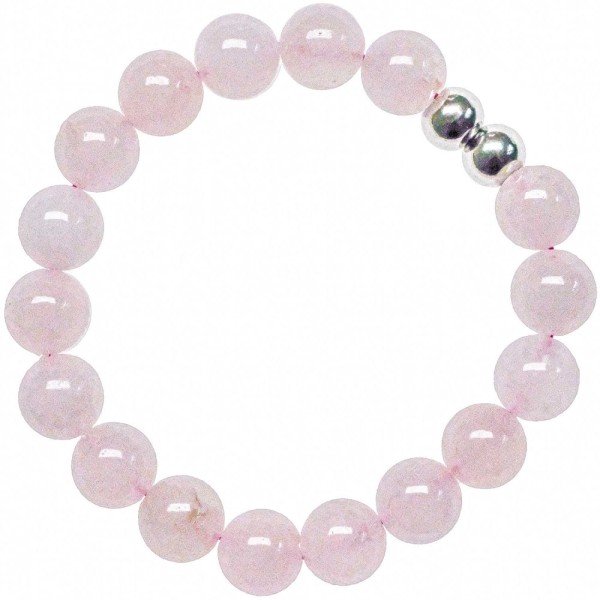 Bracelet en quartz rose - Perles rondes 10 mm. - Photo n°1