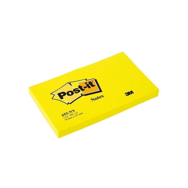 Post-it - 6 Bloc-note adhésif, 127 x 76 mm, jaune néon - Photo n°0