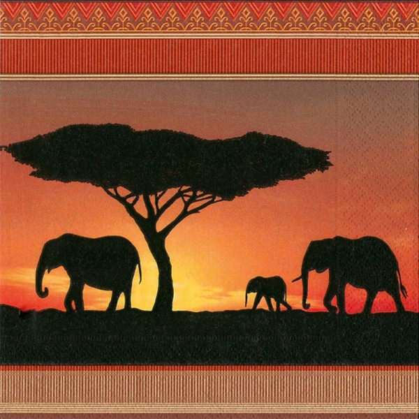 Serviette en papier Culture Eléphants d'Afrique - Photo n°1