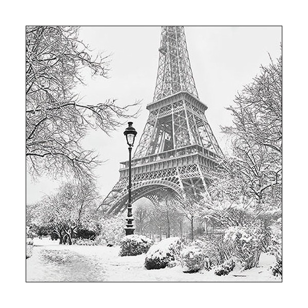 4 serviettes en papier découpage collage 33 cm PARIS EN HIVER DIV 106 EC - Photo n°1