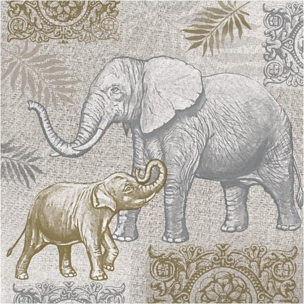 4 serviettes en papier découpage collage 33 cm ELEPHANT AN 431 - Photo n°1