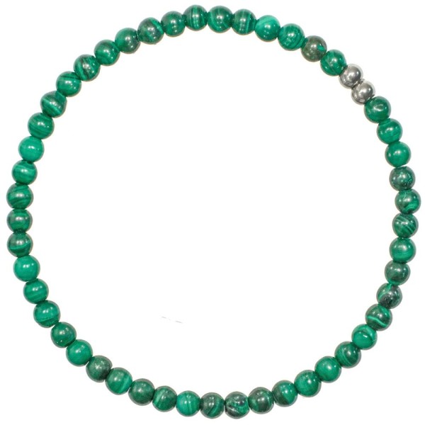 Bracelet en malachite - Perles rondes 4 mm. - Photo n°1