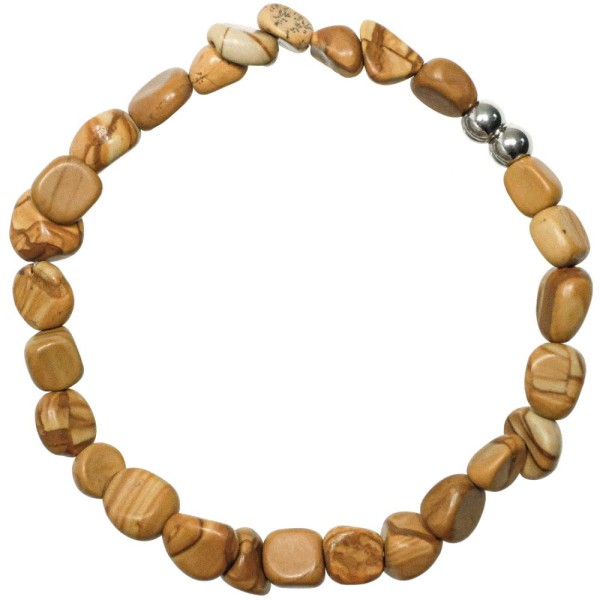 Bracelet en jaspe paysage - Perles roulées 5 à 8 mm. - Photo n°2
