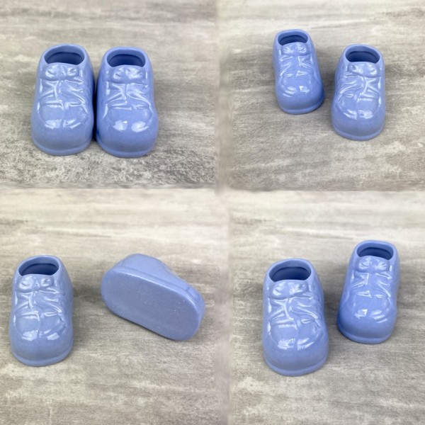 Lot 4 Paires Chaussons décoratifs pour bébé Garçon, Chaussures porcelaine avec lacet bleu clair pour - Photo n°1