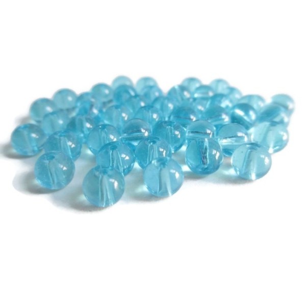 20 Perles en verre translucide bleu 6mm - Photo n°1