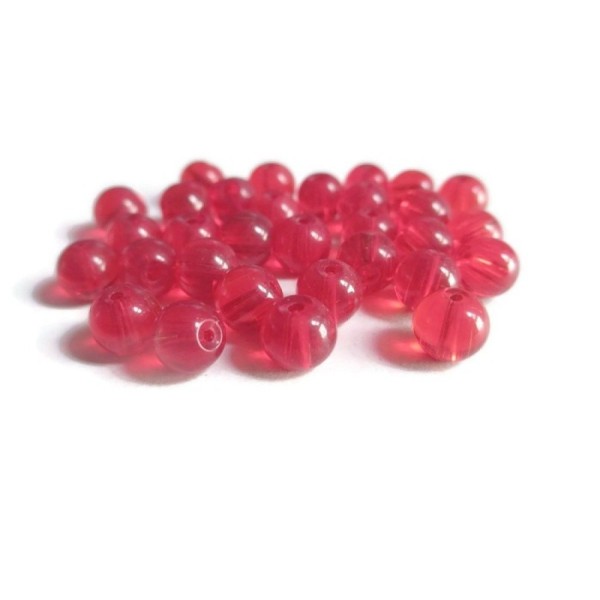 20 Perles en verre translucide rouge 6mm - Photo n°1