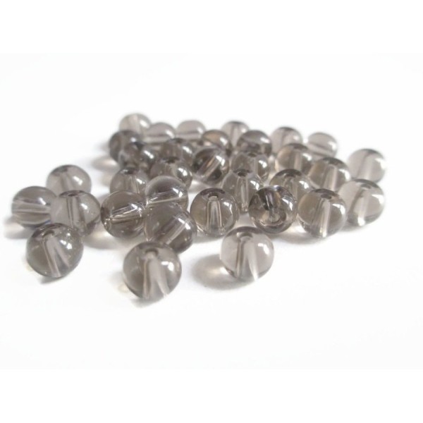 20 Perles en verre translucide gris 6mm - Photo n°1