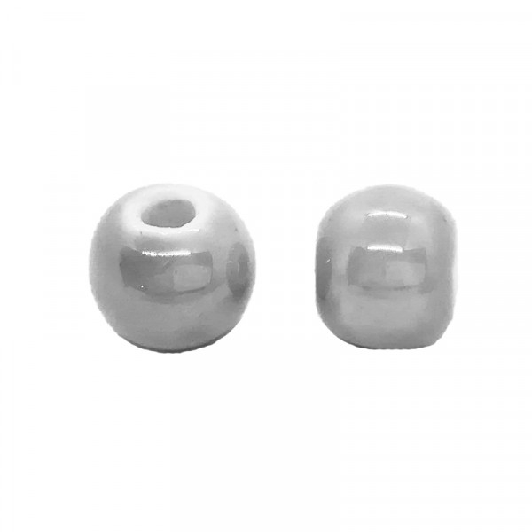 Perle artisanale porcelaine 10mm GRIS SOURIS - Photo n°1