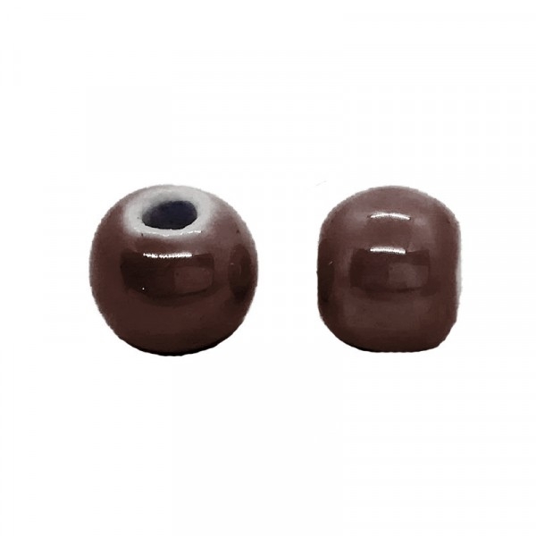 Perle artisanale porcelaine 10mm CHOCOLAT - Photo n°1