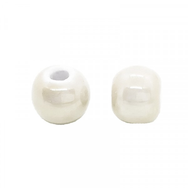 Perle artisanale porcelaine 10mm IVOIRE - Photo n°1