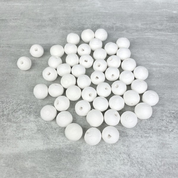 Lot de 50 Boules de 1,5 cm en ouate de cellulose, Billes blanches en coton compressé de 15mm avec tr - Photo n°1