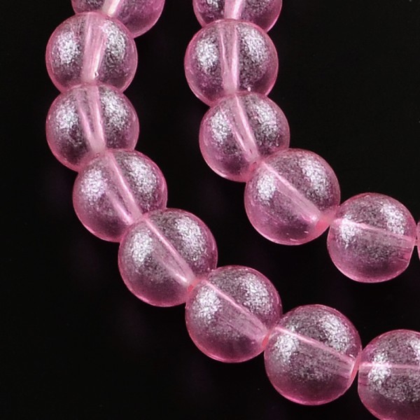 Perles en verre 8 mm rose brillant x 20 - Photo n°1