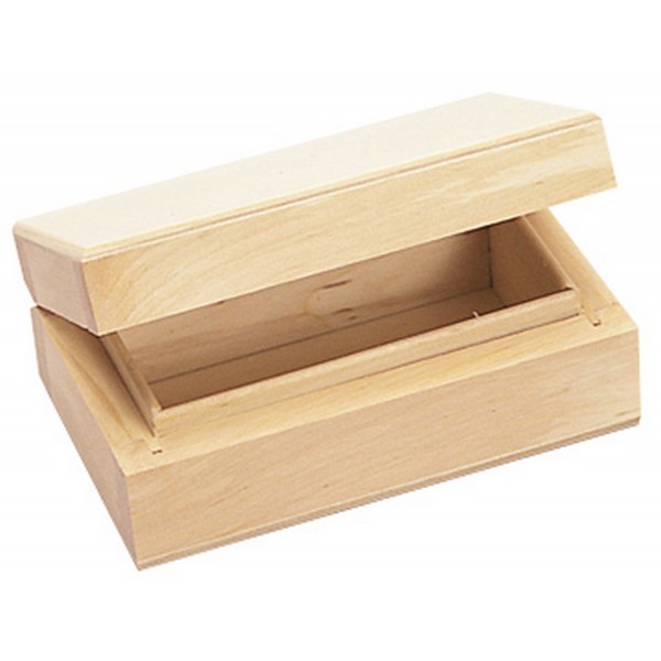 Boîte en bois - Avec couvercle - Rectangulaire - 10 x 6 x 3,7 cm - Personnalisable - Photo n°1