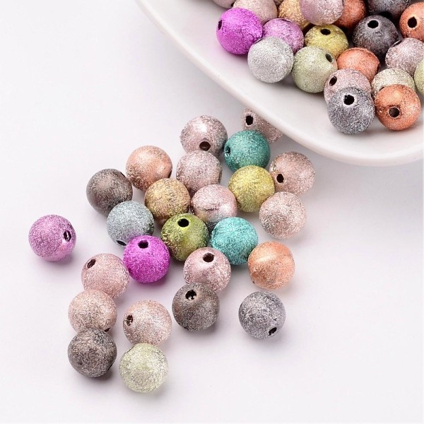 Perles rondes granuleuses 6 mm multicolore x 30 - Photo n°1