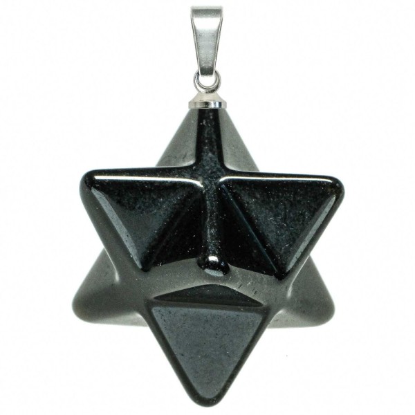Pendentif étoile merkaba en obsidienne. - Photo n°1