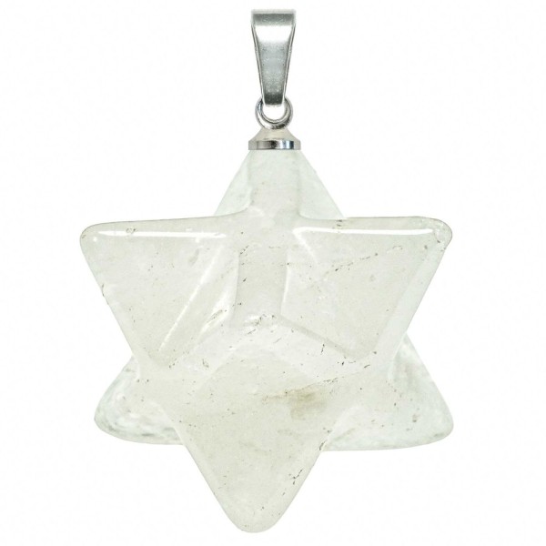 Pendentif étoile merkaba en quartz blanc. - Photo n°1