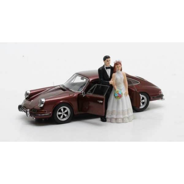 Porsche 911 Troutman & Barnes 4 portes marron métallisé édition mariage avec figurines mariés 1971 - Photo n°1
