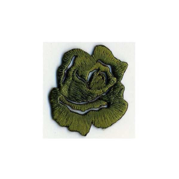Ecusson thermocollant petite rose kaki 3,5cm - Photo n°1