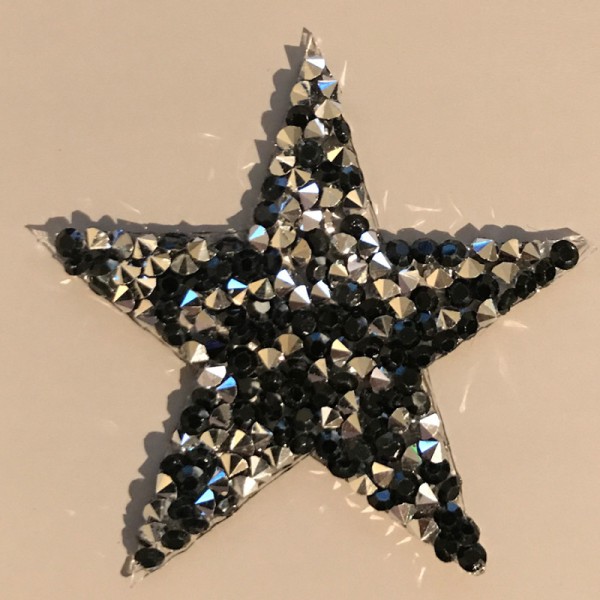 Ecusson étoile strass noire 4,5cm - Photo n°1