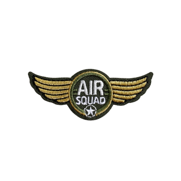 Lot de 3 écussons  blason aviation air squad avec ailes kaki doré 5,7cm x 2,4cm - Photo n°1