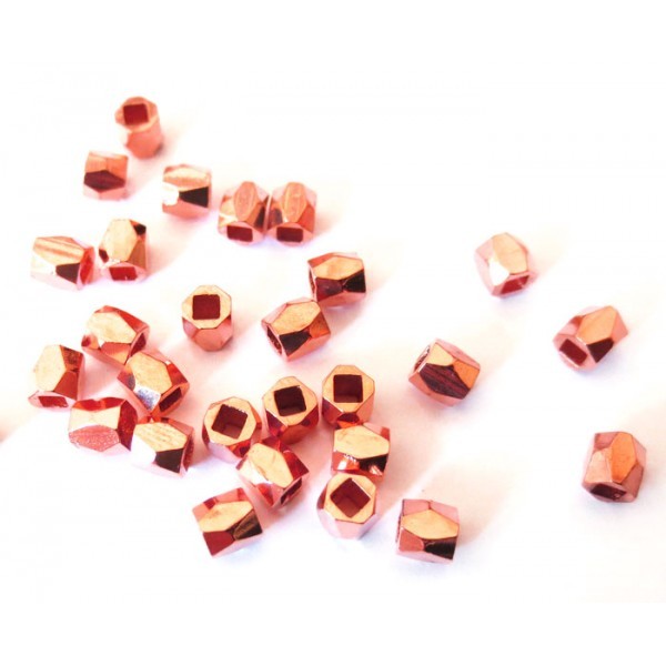 10x Perles Facettes Métal 3x2,5mm OR ROSE (ROSE GOLD) - Photo n°1
