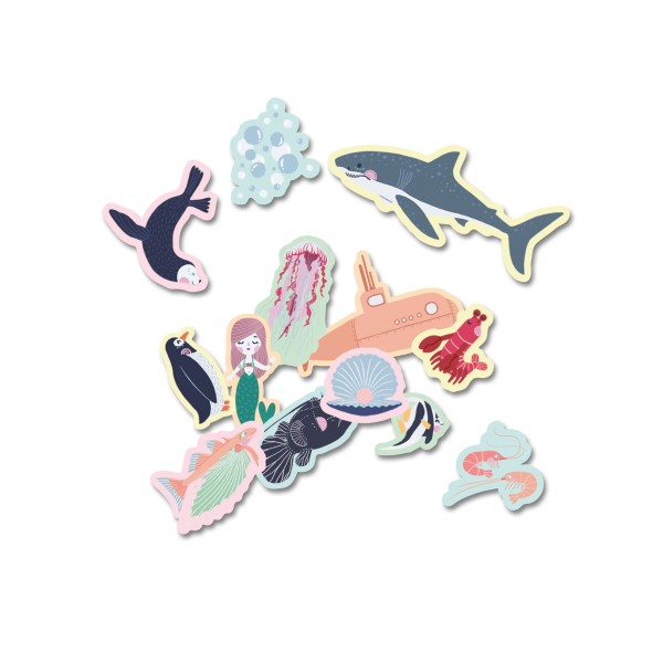 Pochette 100 gommettes repositionnables animaux de la mer enfants stickers - Photo n°1