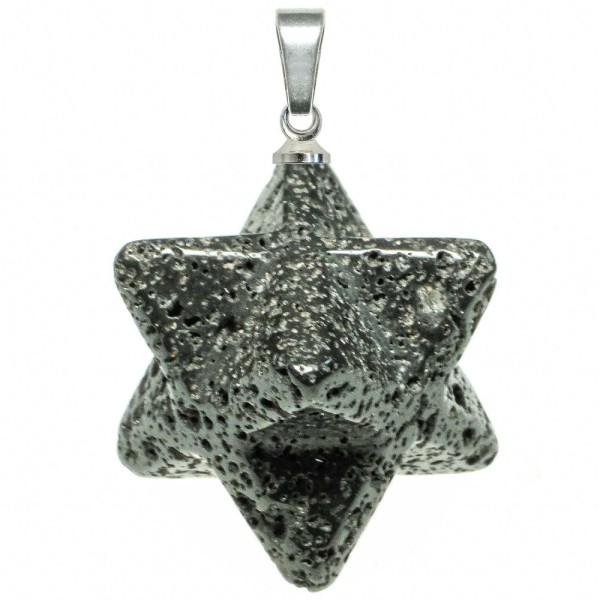 Pendentif étoile merkaba en pierre de lave. - Photo n°2