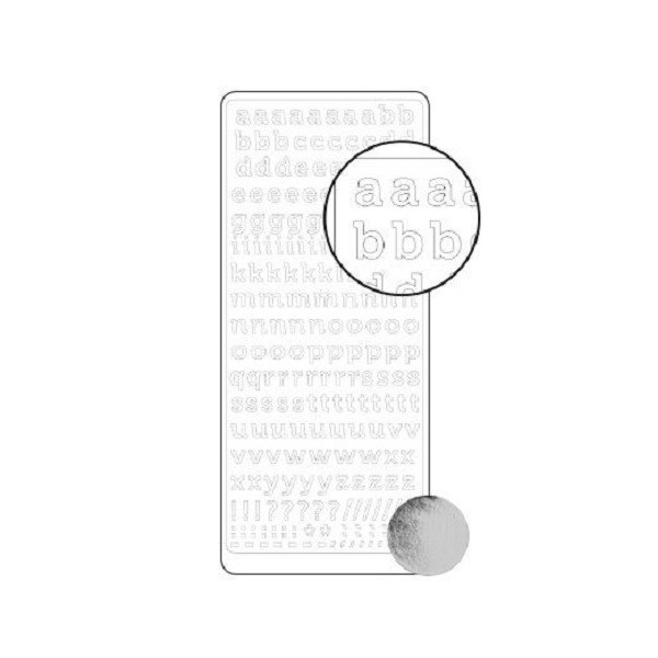 Planche de stickers peel off argenté alphabet minuscules - Photo n°1