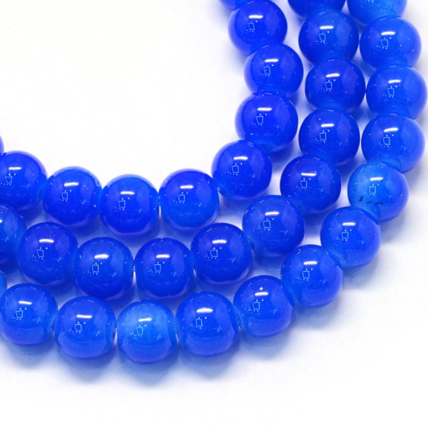 Perles en verre imitation jade 10 mm bleu muit x 10 - Photo n°1