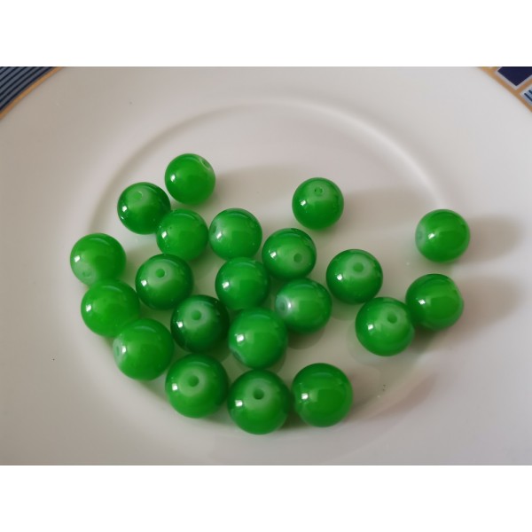 Perles en verre imitation jade 10 mm citron vert  x 10 - Photo n°1