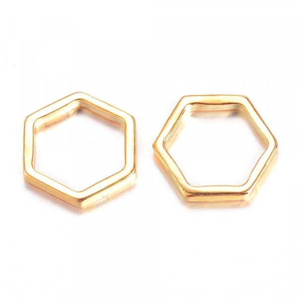 Pendentif / connecteur Hexagone Nid D'abeille en métal 20mm DORE - Photo n°1