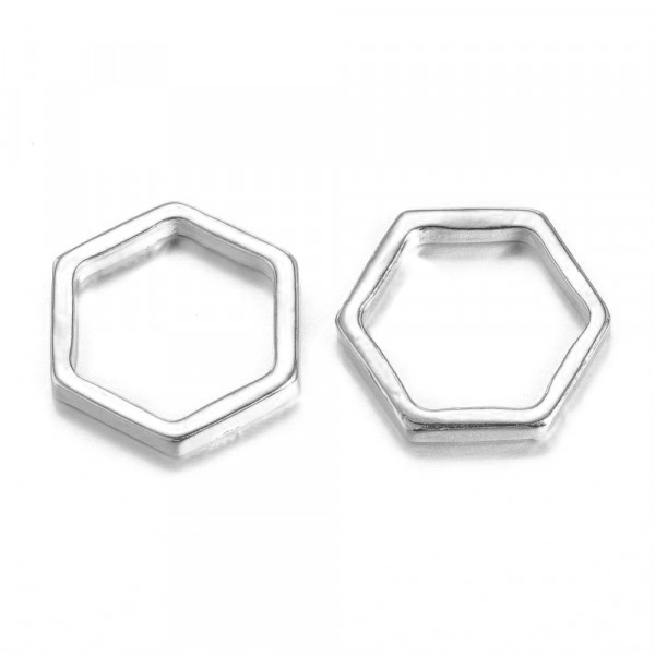 Pendentif / connecteur Hexagone Nid D'abeille en métal 20mm ARGENTE - Photo n°1
