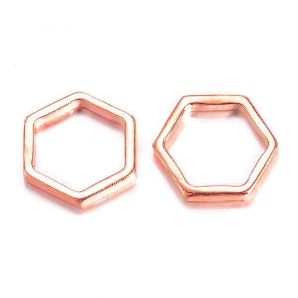 Pendentif / connecteur Hexagone Nid D'abeille en métal 20mm OR ROSE (ROSE GOLD) - Photo n°1