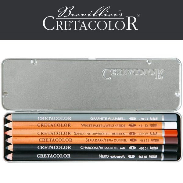 Crayons à l'huile - Esquisse gras - Cretacolor - Oil Pencils Pocket Set - Boîte de 6 pièces - Photo n°1