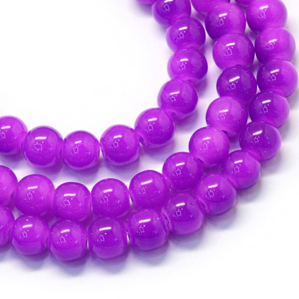 Perles en verre imitation jade violet 8 mm x 20 - Photo n°1