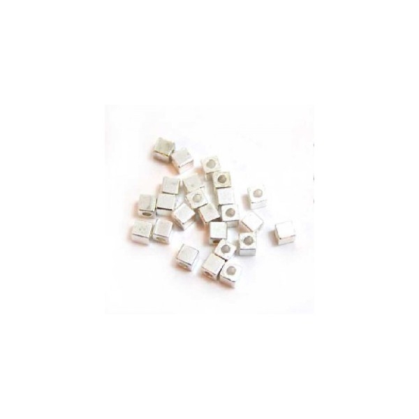 10x Perles Intercalaires Cubes en metal 4mm ARGENTE - Photo n°1