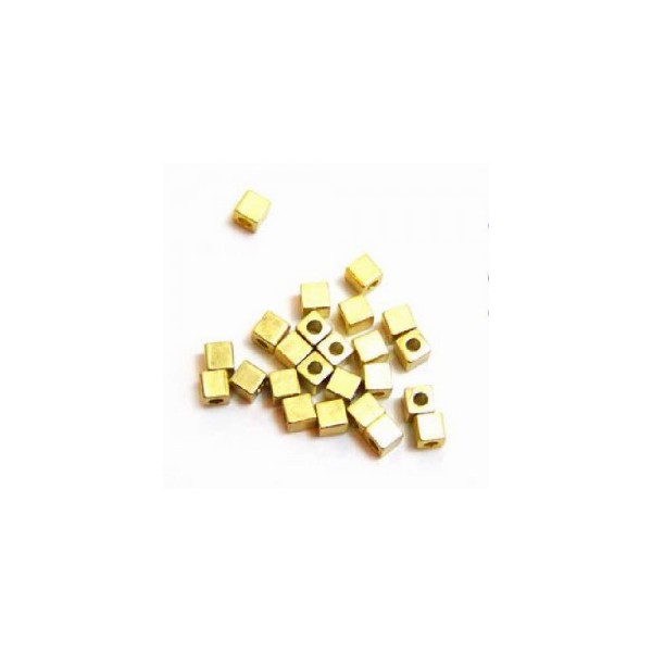 10x Perles Intercalaires Cubes en metal 4mm DORE - Photo n°1