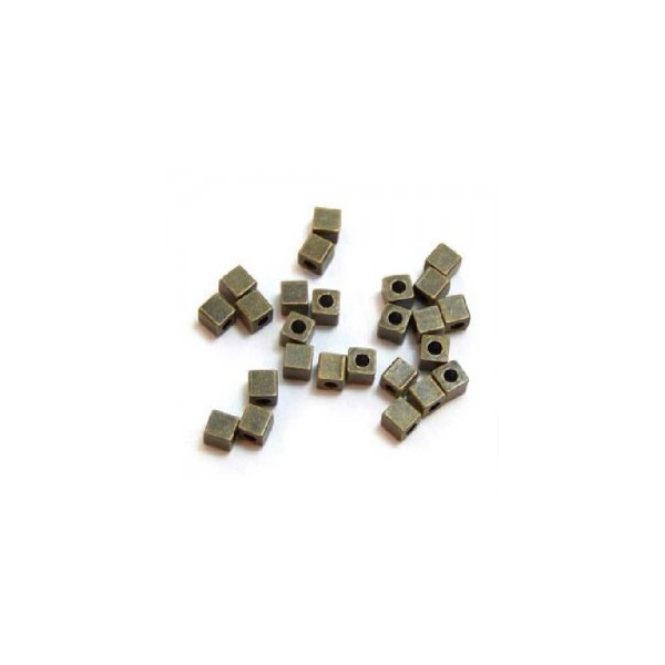 10x Perles Intercalaires Cubes en metal 4mm BRONZE ANTIQUE - Photo n°1