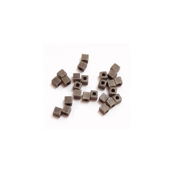 10x Perles Intercalaires Cubes en metal 4mm BLACK COPPER - Photo n°1