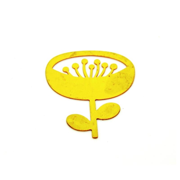 Pendentif fleur doré en laiton brut - 32 x 40 mm - Photo n°1