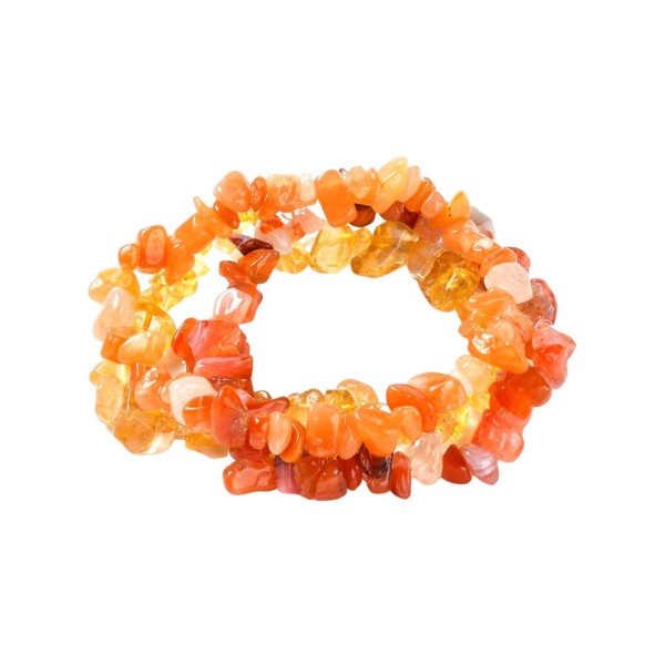 Lot de 3 Bracelets énergie en perles chips de citrine cornaline et aventurine orange élastique - Photo n°1