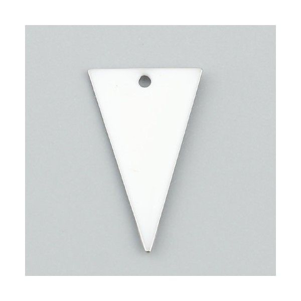 PS11667953 PAX 4 Sequins résine style émaillés Triangle Blanc 22 par 13mm sur une base en métal Arge - Photo n°1