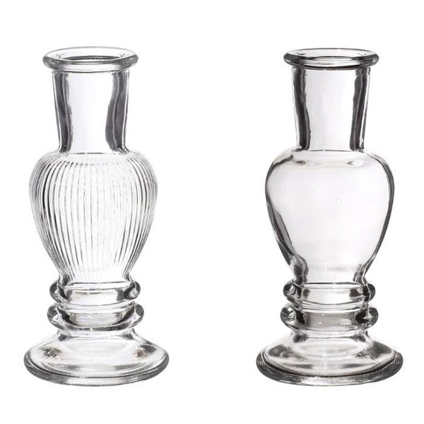 Mini vase bougeoir en verre - 11,5 cm - Transparent - 2 pcs - Photo n°1