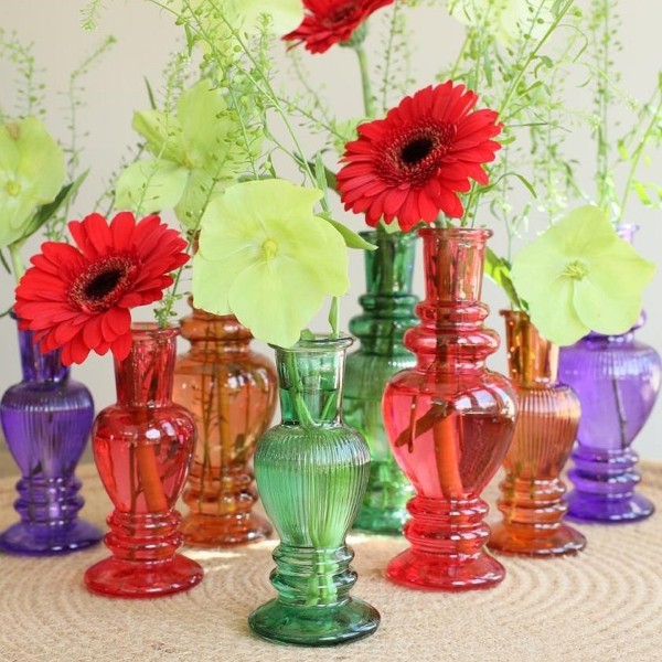 Mini vase bougeoir en verre - 11,5 cm - Rouge - 2 pcs - Photo n°3