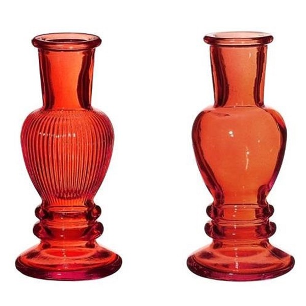 Mini vase bougeoir en verre - 11,5 cm - Rouge - 2 pcs - Photo n°1