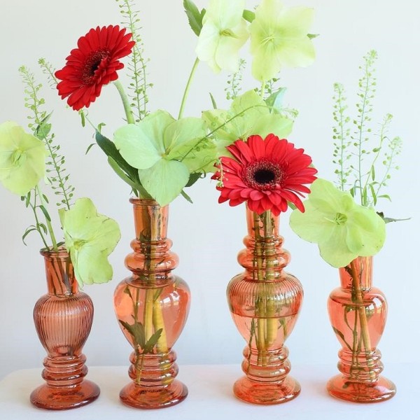 Mini vase bougeoir en verre - 11,5 cm - Ambre - 2 pcs - Photo n°2