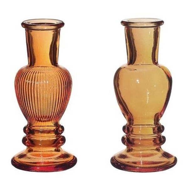 Mini vase bougeoir en verre - 11,5 cm - Ambre - 2 pcs - Photo n°1