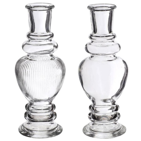 Vase bougeoir en verre - 16 cm - Transparent - 2 pcs - Photo n°1