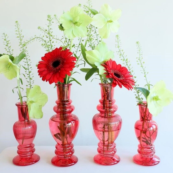Vase bougeoir en verre - 16 cm - Rouge - 2 pcs - Photo n°2