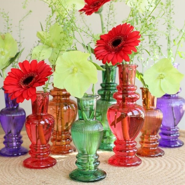 Vase bougeoir en verre - 16 cm - Rouge - 2 pcs - Photo n°3
